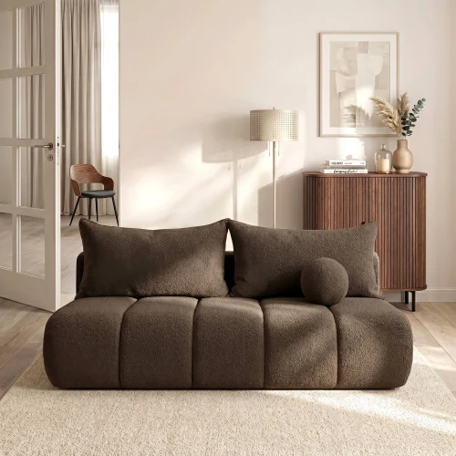 Sofa Rozkładana MOONI brązowy MOCCA tkanina boucle