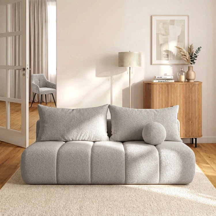 Sofa Rozkładana MOONI szara MOCCA tkanina boucle