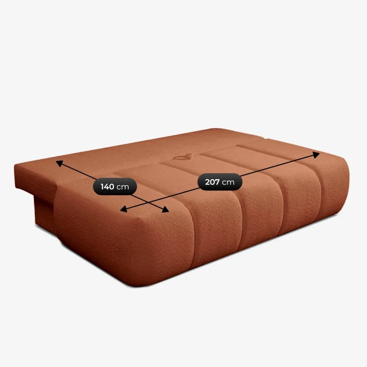 Sofa Rozkładana MOONI Rudy tkanina boucle