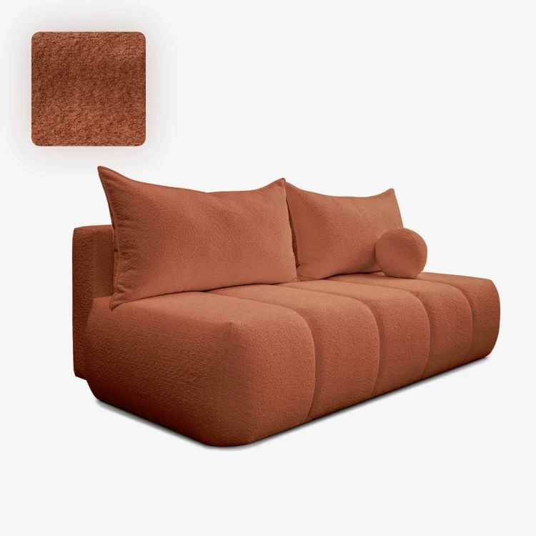 Sofa Rozkładana MOONI Rudy tkanina boucle