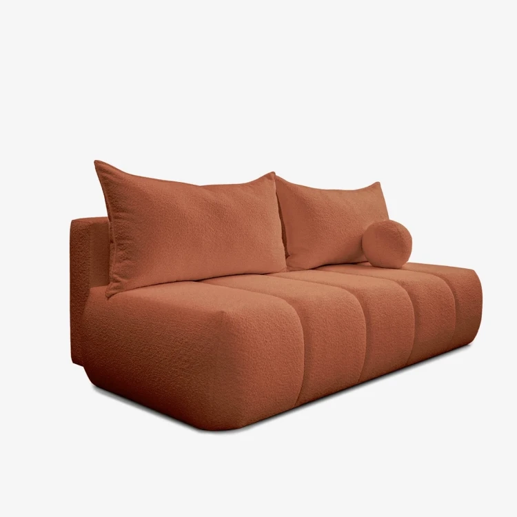 Sofa Rozkładana MOONI Rudy tkanina boucle