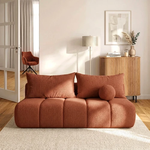 Sofa Rozkładana MOONI Rudy tkanina boucle