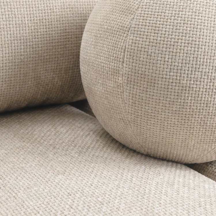 Sofa Rozkładana MOONI Kremowa w tkaninie szenilowej