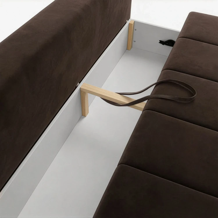 Sofa Rozkładana MOONI Brązowa w tkaninie Welur
