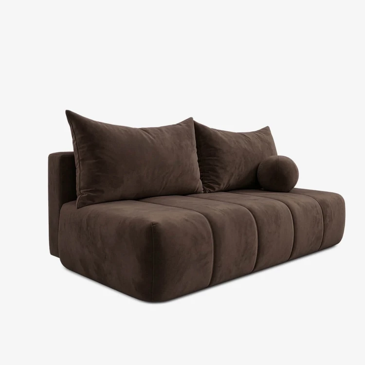 Sofa Rozkładana MOONI Brązowa w tkaninie Welur