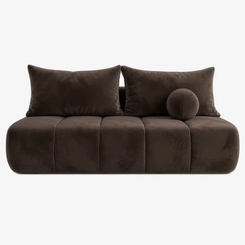 Sofa Rozkładana MOONI Brązowa w tkaninie Welur