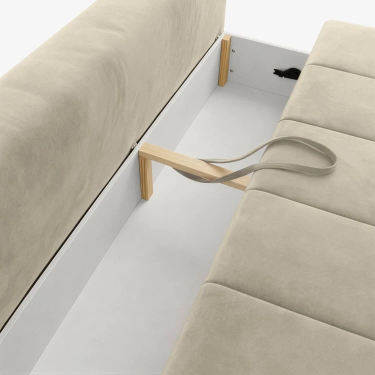 Sofa Rozkładana MOONI Kremowa w tkaninie Welur
