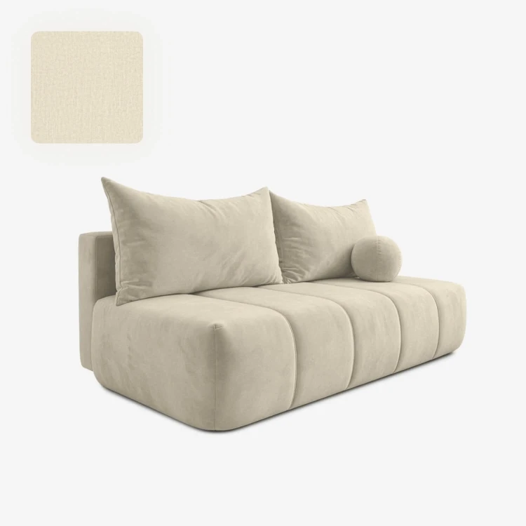 Sofa Rozkładana MOONI Kremowa w tkaninie Welur