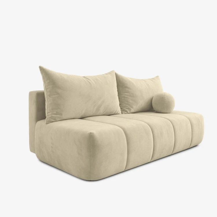 Sofa Rozkładana MOONI Kremowa w tkaninie Welur