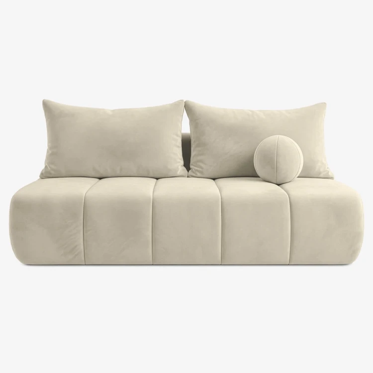 Sofa Rozkładana MOONI Kremowa w tkaninie Welur