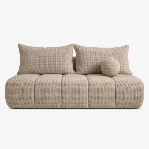 Sofa Rozkładana MOONI Beżowa w tkaninie szenilowej