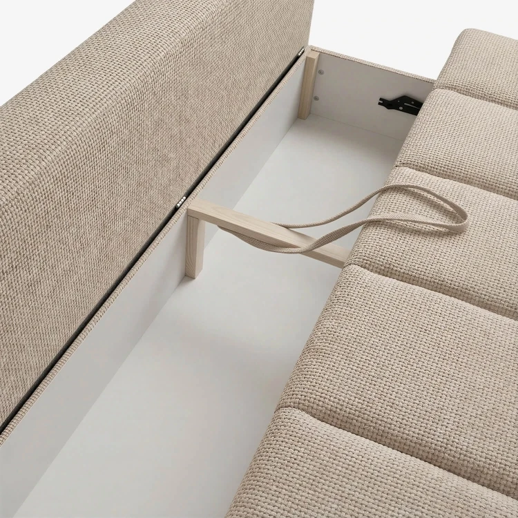 Sofa Rozkładana MOONI Beżowa w tkaninie szenilowej