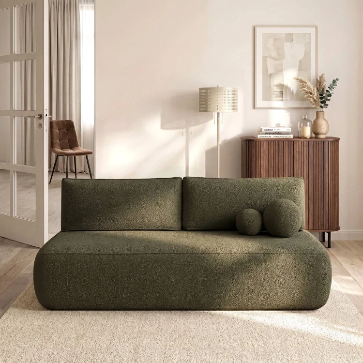 Sofa Rozkładana LORENA Oliwkowa Boucle