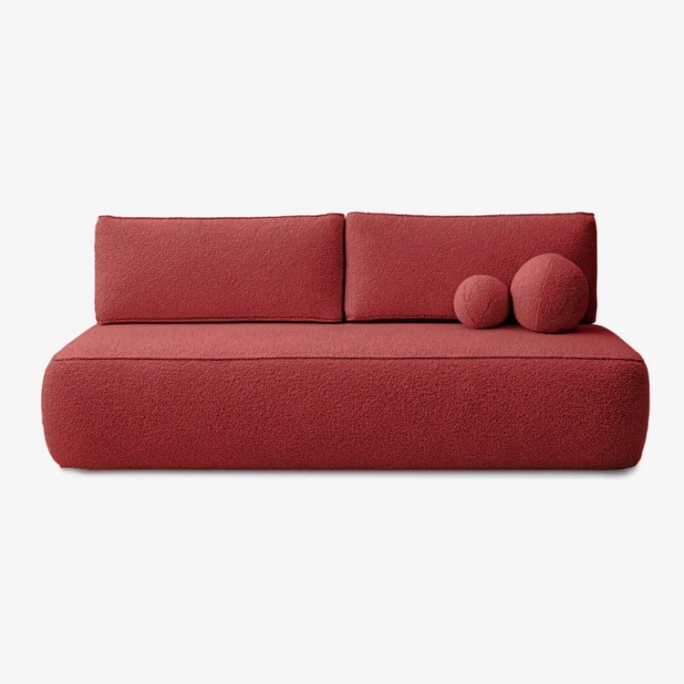 Sofa Rozkładana LORENA Bordowa Boucle