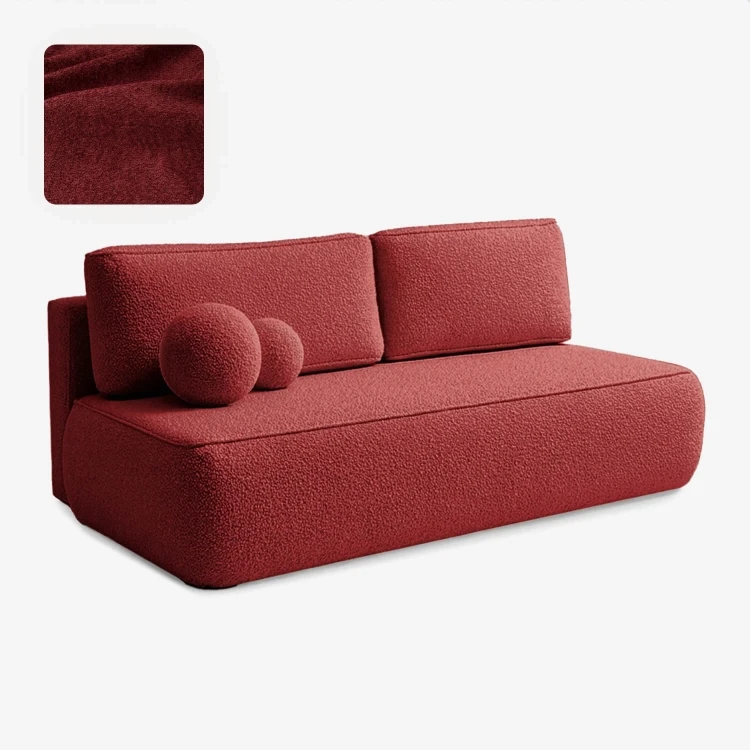 Sofa Rozkładana LORENA Bordowa Boucle