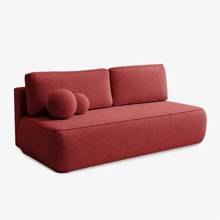 Sofa Rozkładana LORENA Bordowa Boucle