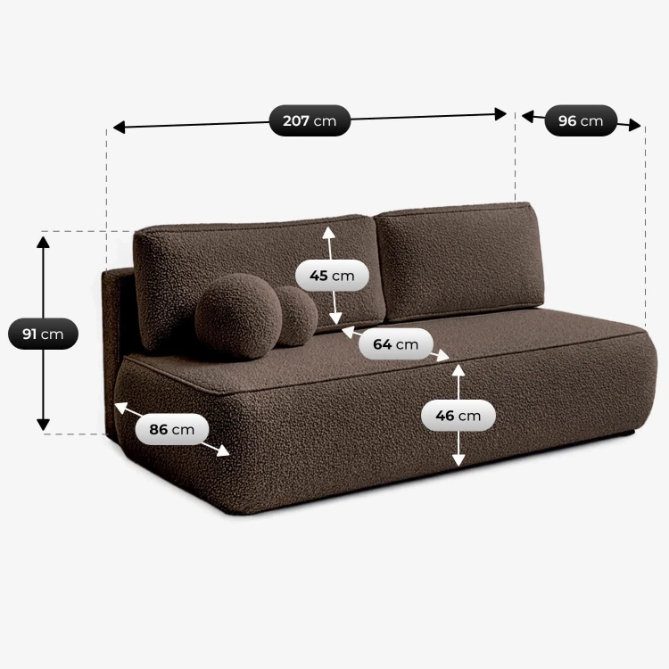 Sofa Rozkładana LORENA Mocca Boucle