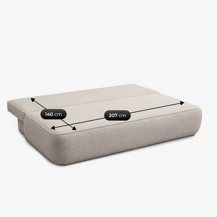 Sofa Rozkładana LORENA Kremowa Boucle