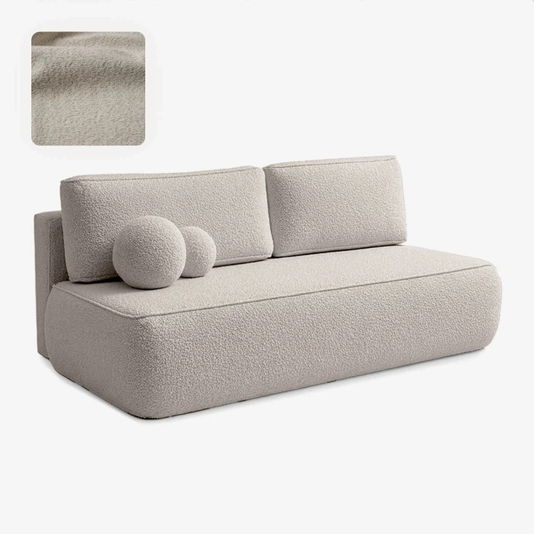 Sofa Rozkładana LORENA Kremowa Boucle