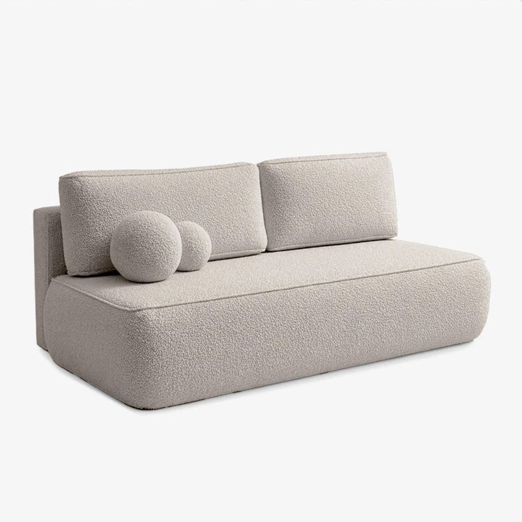 Sofa Rozkładana LORENA Kremowa Boucle