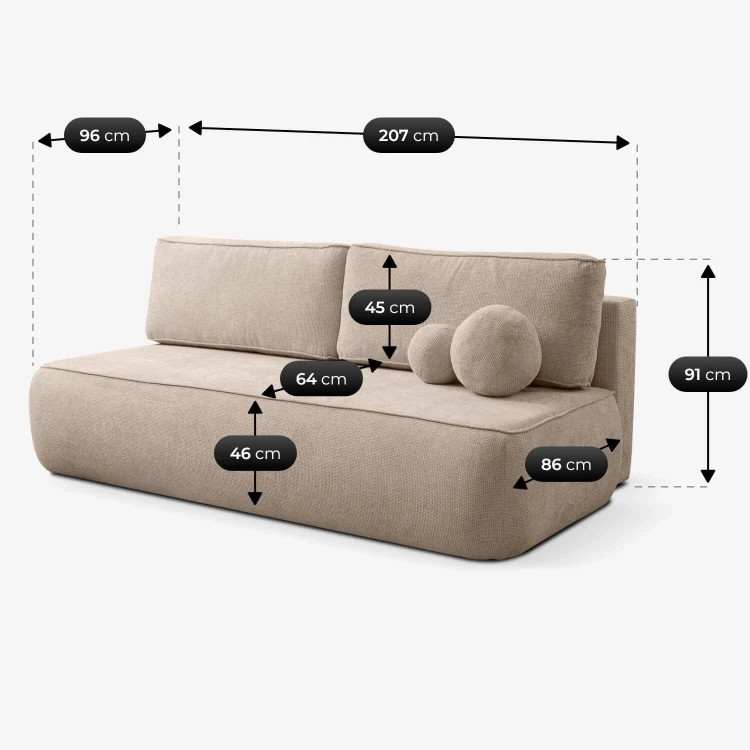 Sofa Rozkładana LORENA Beżowa Szenilowa