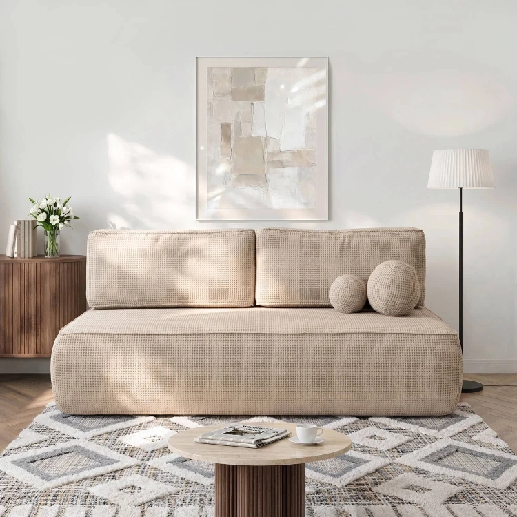 Sofa Rozkładana LORENA Beżowa Szenilowa