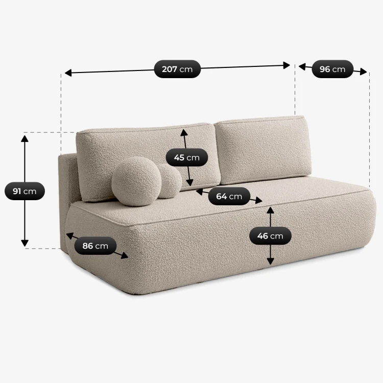 Sofa Rozkładana LORENA Beżowa Boucle