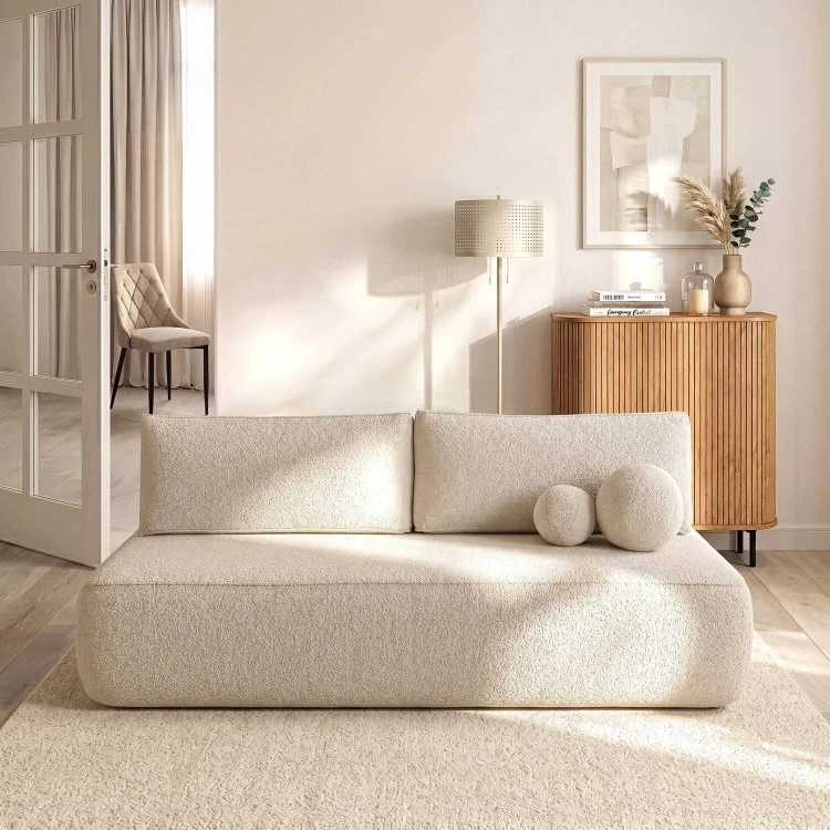 Sofa Rozkładana LORENA Beżowa Boucle