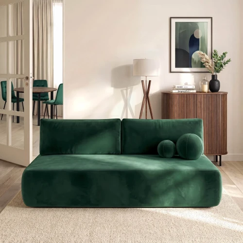 Sofa Rozkładana LORENA Zielona Welurowa