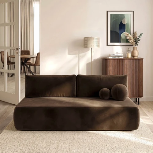 Sofa Rozkładana LORENA Brązowy Welur