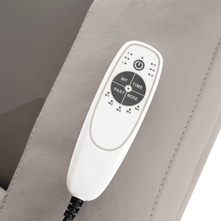 Fotel Masujący Comfort z podnóżkiem Szary Ekoskóra