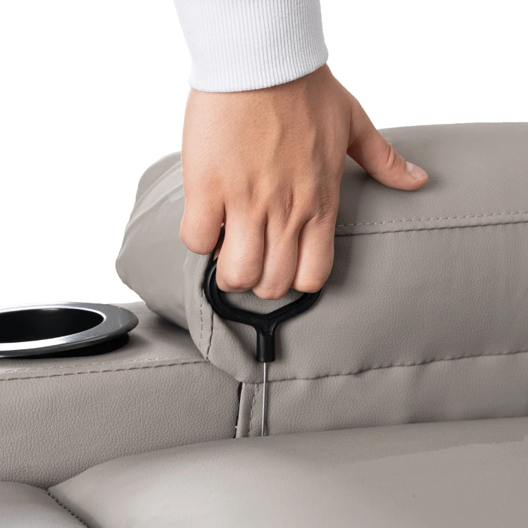 Fotel Masujący Comfort z podnóżkiem Szary Ekoskóra