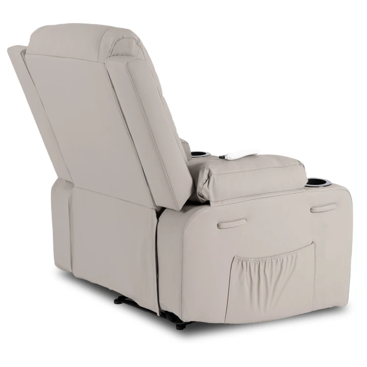 Fotel Masujący Comfort z podnóżkiem Szary Ekoskóra