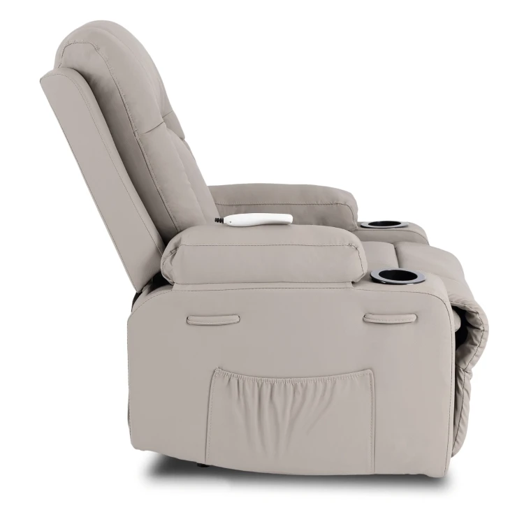 Fotel Masujący Comfort z podnóżkiem Szary Ekoskóra