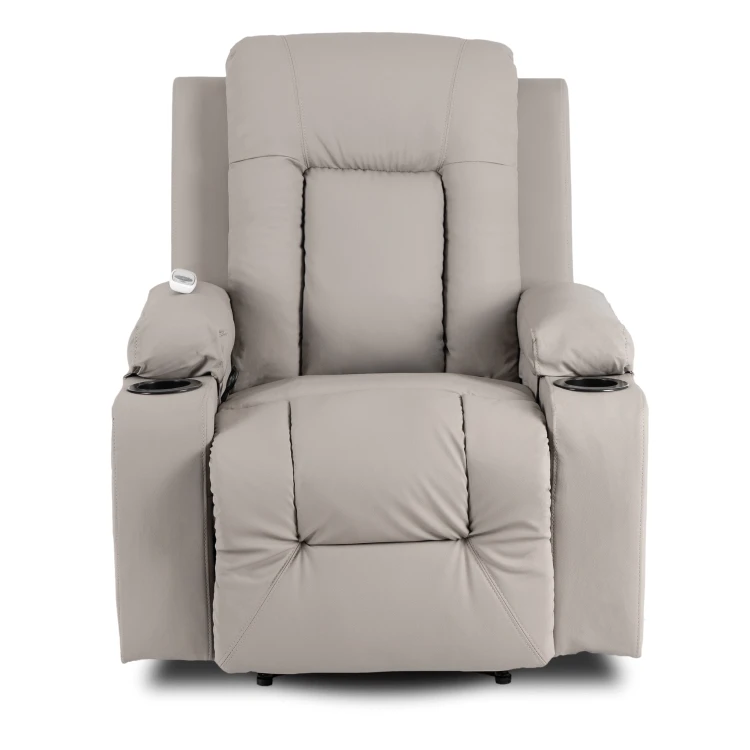 Fotel Masujący Comfort z podnóżkiem Szary Ekoskóra
