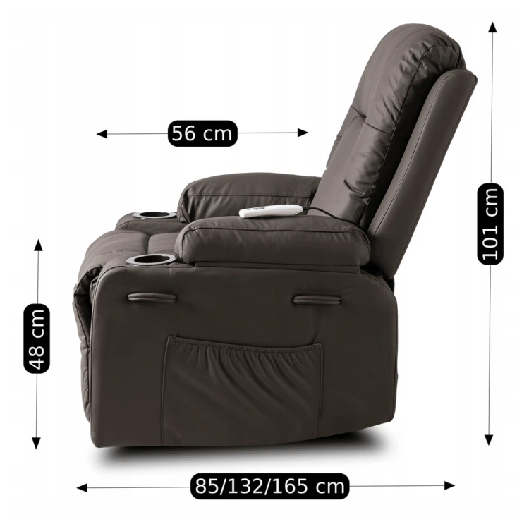 Fotel Masujący Comfort z podnóżkiem Brązowy Ekoskóra