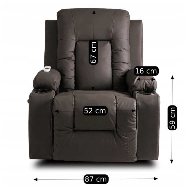 Fotel Masujący Comfort z podnóżkiem Brązowy Ekoskóra
