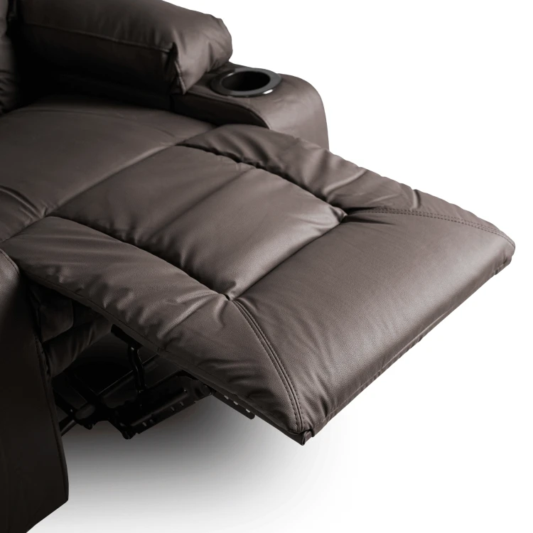 Fotel Masujący Comfort z podnóżkiem Brązowy Ekoskóra