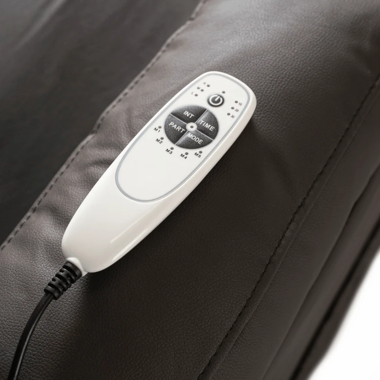Fotel Masujący Comfort z podnóżkiem Brązowy Ekoskóra