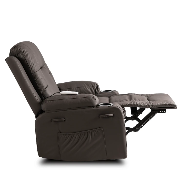Fotel Masujący Comfort z podnóżkiem Brązowy Ekoskóra