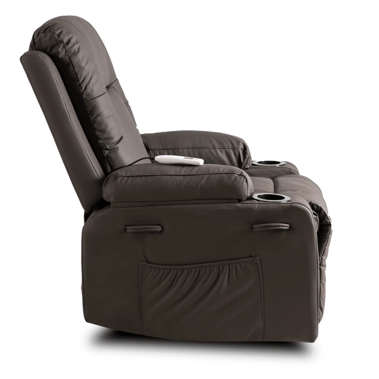 Fotel Masujący Comfort z podnóżkiem Brązowy Ekoskóra