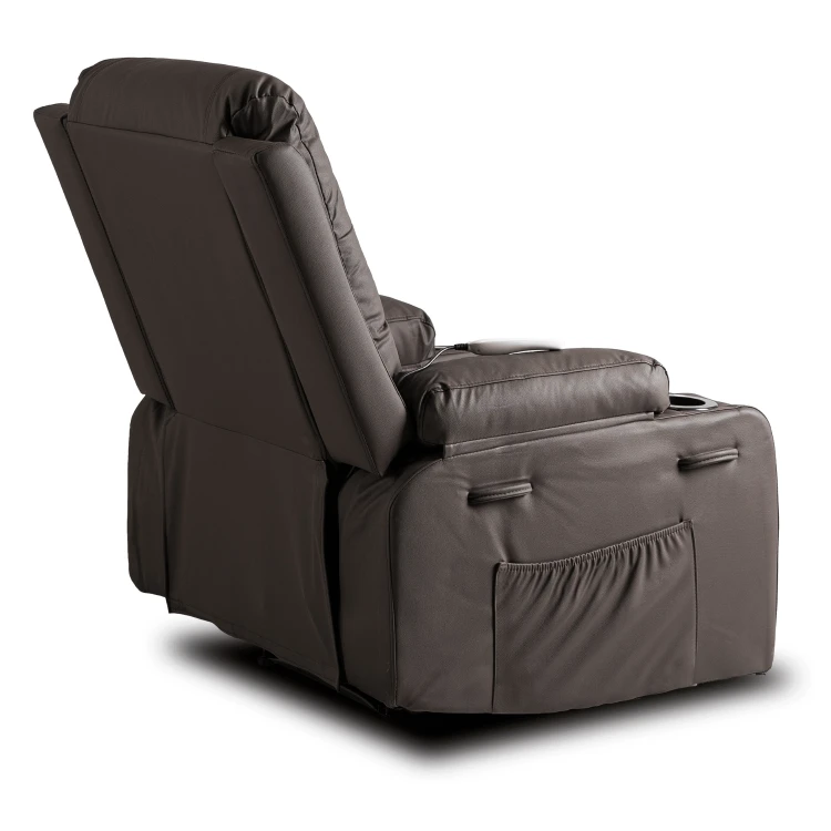 Fotel Masujący Comfort z podnóżkiem Brązowy Ekoskóra