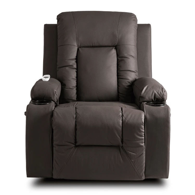 Fotel Masujący Comfort z podnóżkiem Brązowy Ekoskóra
