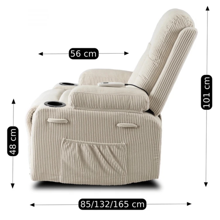Fotel Masujący Comfort BOX Beżowy Sztruks