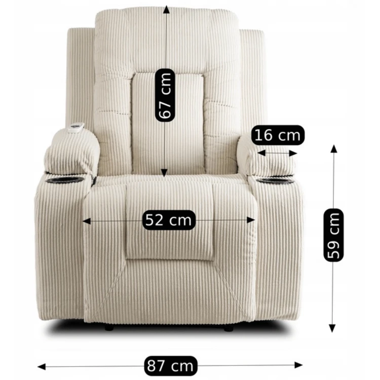 Fotel Masujący Comfort BOX Beżowy Sztruks