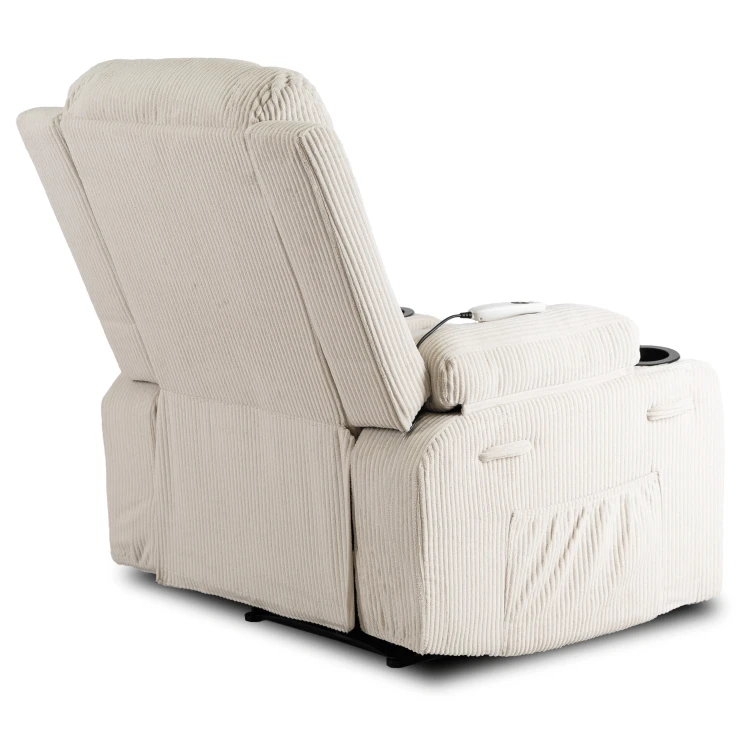 Fotel Masujący Comfort BOX Beżowy Sztruks
