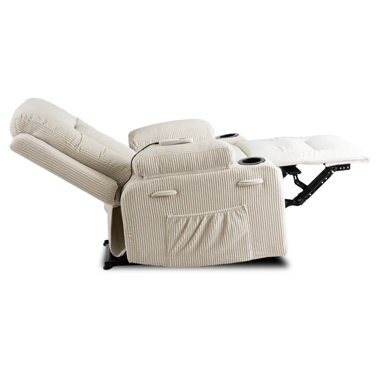 Fotel Masujący Comfort BOX Beżowy Sztruks