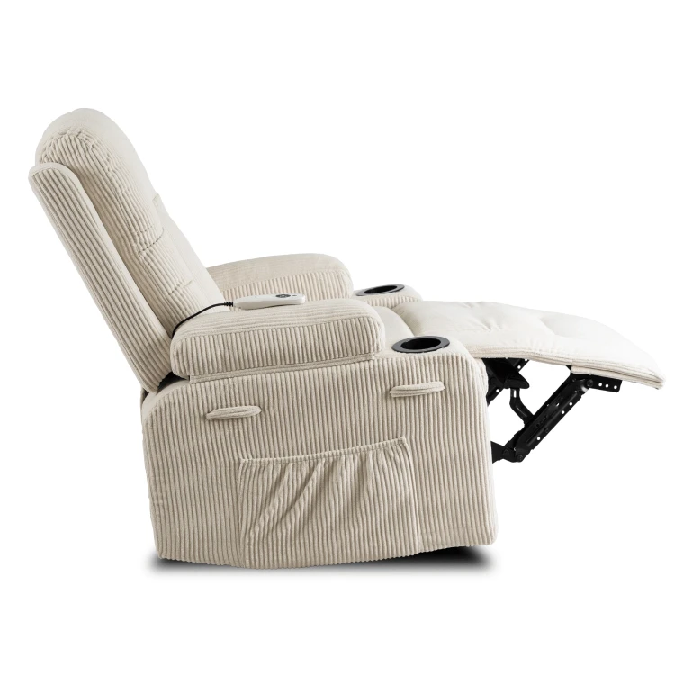 Fotel Masujący Comfort BOX Beżowy Sztruks