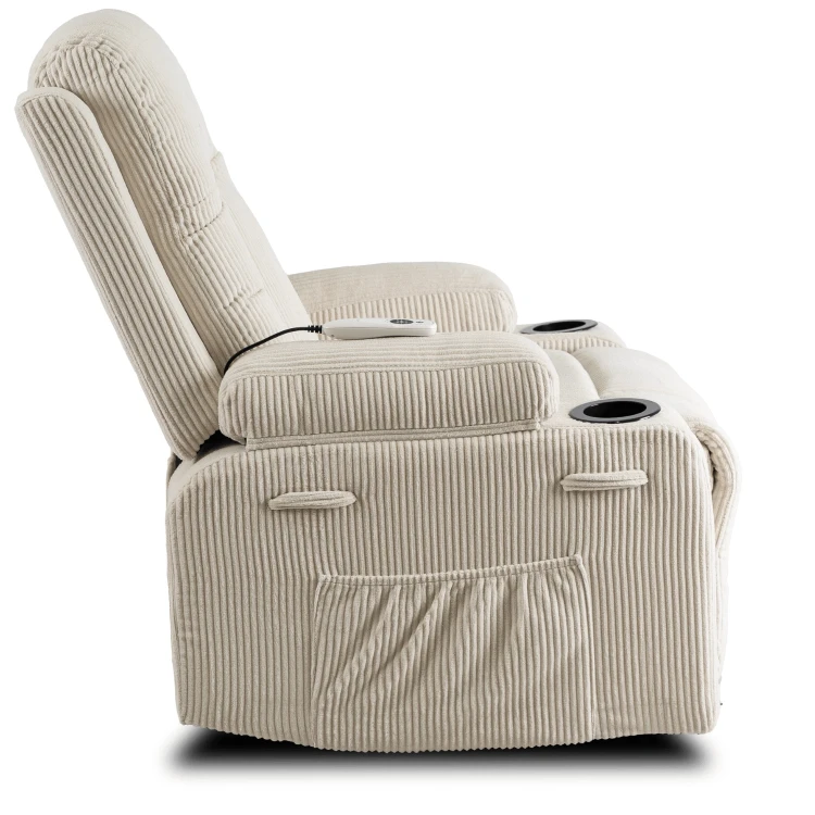 Fotel Masujący Comfort BOX Beżowy Sztruks