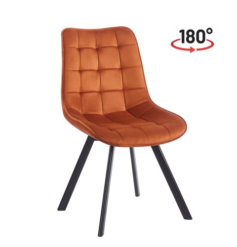 Krzesło tapicerowane obrotowe 180° Cynamonowe Velvet Riviera 56 / Czarne nogi